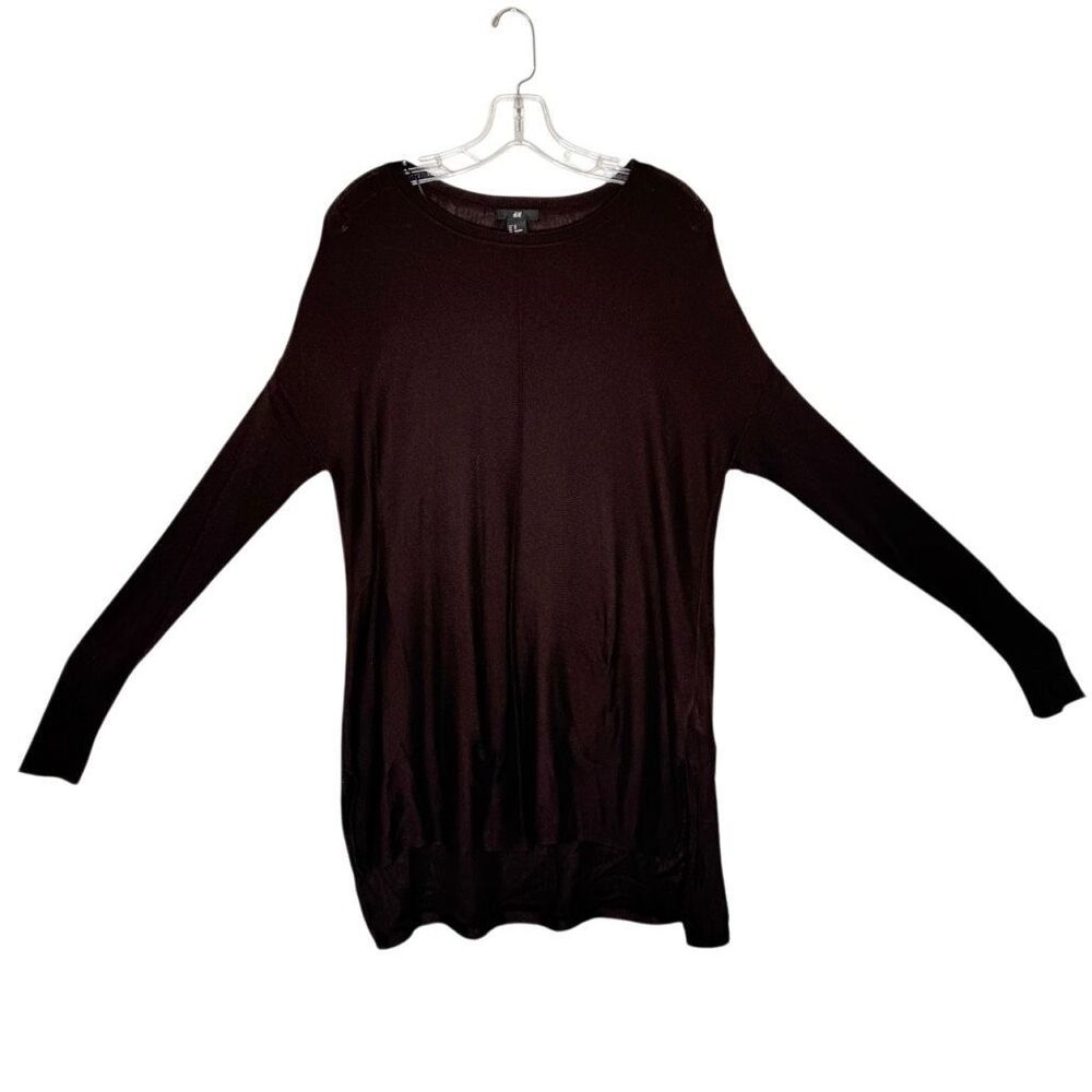 H&M Violet Long Sleeve Pullover Tunic Sweater Size XS High Low Hem Knitted
